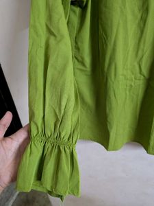Lime Green Tie-Neck Blouse