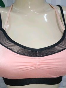 (300)Pink &amp; Black Sports Bra