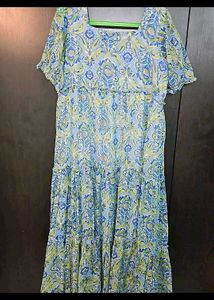 Blue N Green Flared Dress