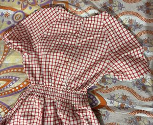 Red Checkered Midi Dress