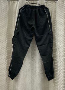 Stylish Black Cargo Pants with White Piping