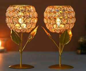 Crystal Rose Candle Holder For Decoration -Set Of2