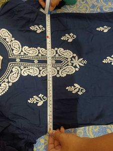 Elegant Navy Blue Embroidered Kurta