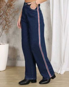 Shein Classic Blue Denim Jeans with Side Stripe