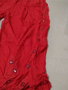 Red Mirror Work Palazzo Pants
