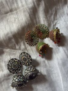 Traditional Oxidised &amp; Multicolor Jhumka Earrings