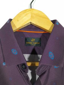 Dark Purple Printed Shirt For Men's
