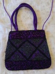Vintage Beaded Purple Clutch Bag
