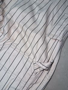 Striped Wide-Leg Cargo Pants
