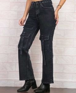 Stylish Dark Wash Cargo Jeans