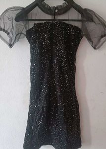 Sequin Embellished Black Fabric