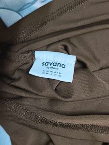Chic Brown Ribbon Cowl Neck Top