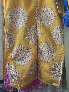 Elegant Yellow Kurta with Pink Accents