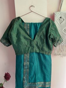 Elegant Teal Saree with Embellished Blouse