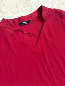 Red V-Neck High-Low Tunic Top...