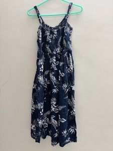 Navy Floral Midi Dress