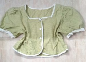 Charming  korean Square Neck Puff Sleeve Top 🌸✨️