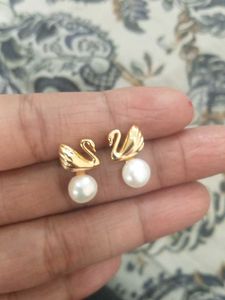 Elegant Fresh Water Pearl Swan Earrings