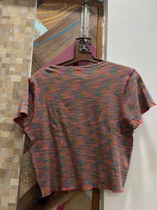 Cropped Multicolored Ribbed Top