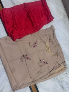 Embroidered Kurta with Red Bottom