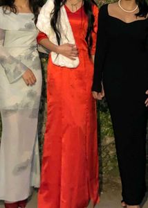 Elegant Red Satin Maxi Dress