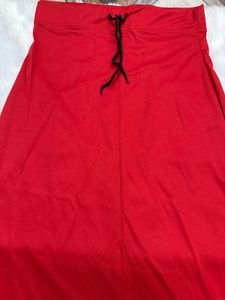 Red Maxi Skirt with Drawstring
