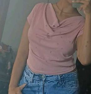 pink draped top