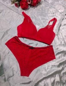 Lace Red Bra & Panty Set
