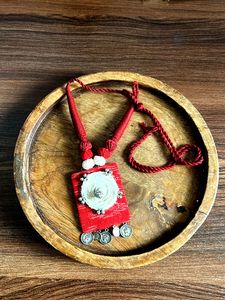 Bohemian Red Fabric Necklace Set