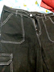Women New Black Denim Cargo Jeans