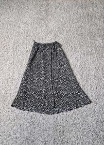 Black &amp; White Polka Dot Midi Skirt