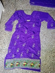 purple silk salwar kameez set with dupatta