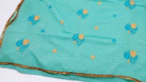 Elegant Aqua Blue Embroidered Saree