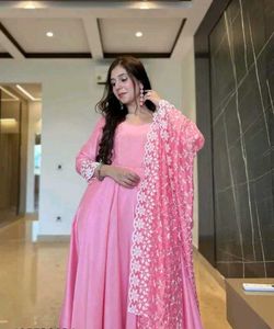 Rose pink Anarkali kurta Dupatta Sets...
