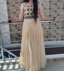 golden anarkali gown