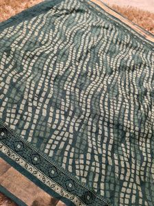 Elegant Teal Shibori Saree