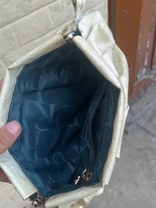 Chic White Faux Croc Clutch