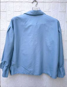 New with tag Korean Light Blue Puff Sleeve Blouse