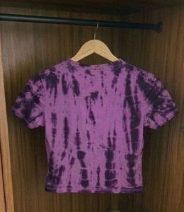 Westside Purple Tie-Dye Quarter Zip Crop Top