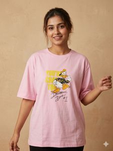 Pink Donald Duck Graphic T-Shirt
