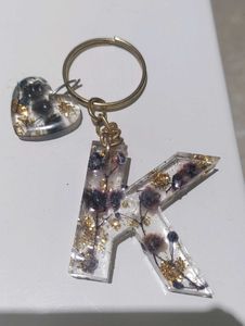 Resin Letter M Keychain