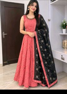 Elegant Peach Anarkali Gown with Dupatta