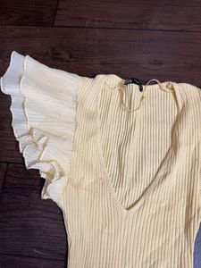 Sheer Sleeve Ribbed Bodysuit