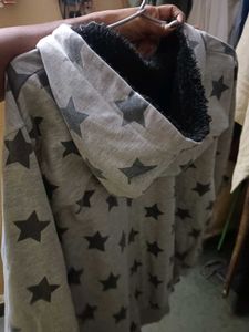 Grey Star Print Hoodie