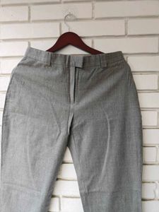 Gray Cropped Casual Pants