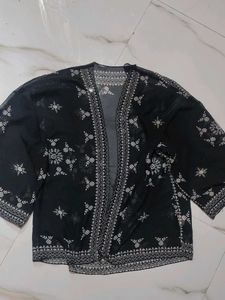 black sheer kimono shrug