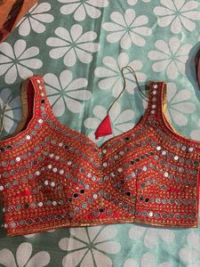 Stunning Red Mirror Work Blouse