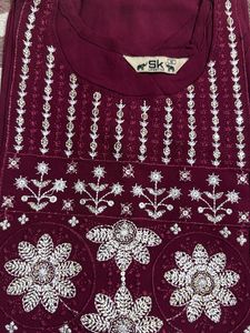 Embroidered Maroon Kurta