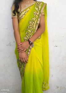 Elegant Green &amp; Yellow Saree