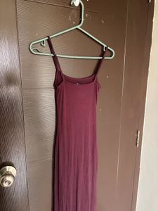 Maroon Spaghetti Strap Maxi Dress